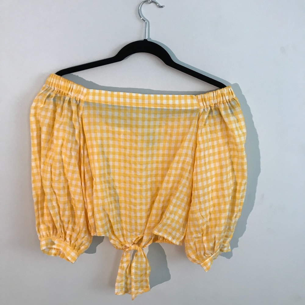 Yellow off the shoulder long sleeve top